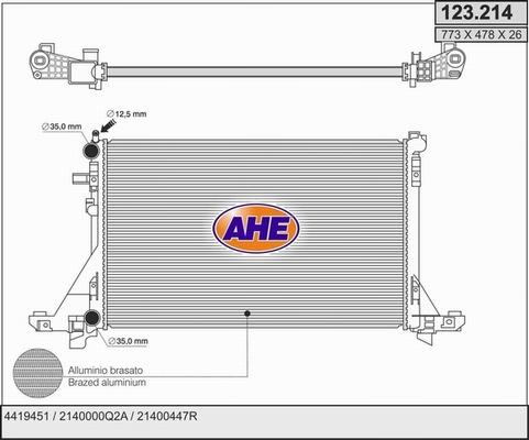 AHE 123.214 - Радиатор, охлаждение двигателя autosila-amz.com