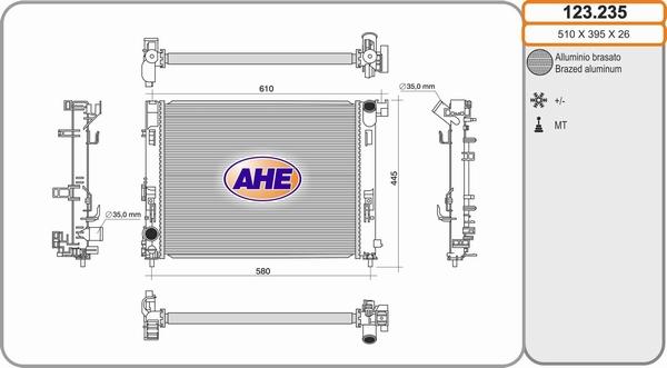 AHE 123235 - Радиатор, охлаждение двигателя autosila-amz.com
