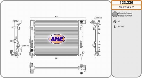 AHE 123.236 - Радиатор, охлаждение двигателя autosila-amz.com
