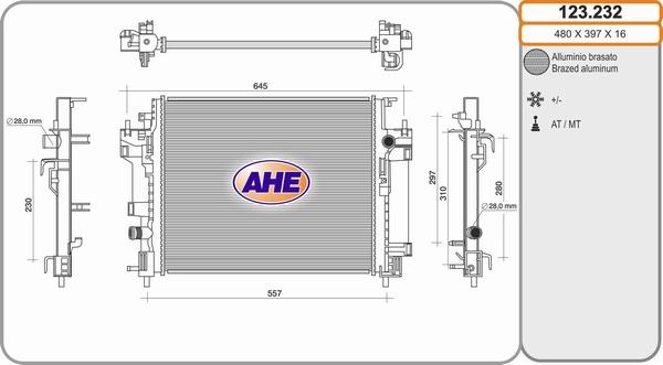 AHE 123.232 - Радиатор, охлаждение двигателя autosila-amz.com