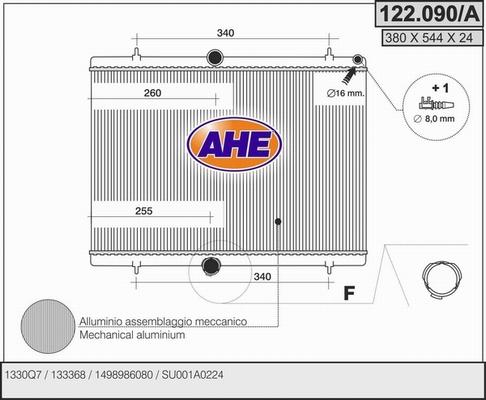 AHE 122.090/A - Радиатор, охлаждение двигателя autosila-amz.com