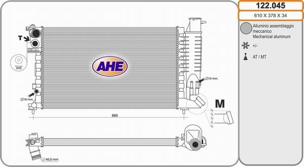 AHE 122.045 - Радиатор, охлаждение двигателя autosila-amz.com