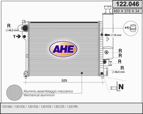 AHE 122.046 - Радиатор, охлаждение двигателя autosila-amz.com