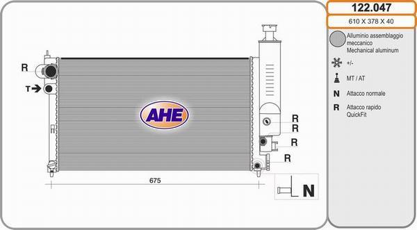 AHE 122.047 - Радиатор, охлаждение двигателя autosila-amz.com
