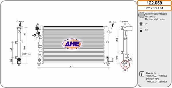 AHE 122.059 - Радиатор, охлаждение двигателя autosila-amz.com