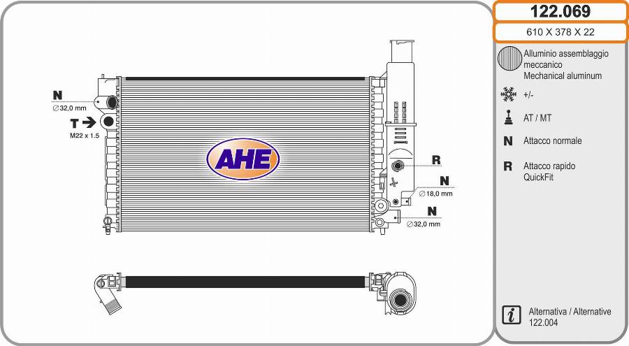 AHE 122.069 - Радиатор, охлаждение двигателя autosila-amz.com