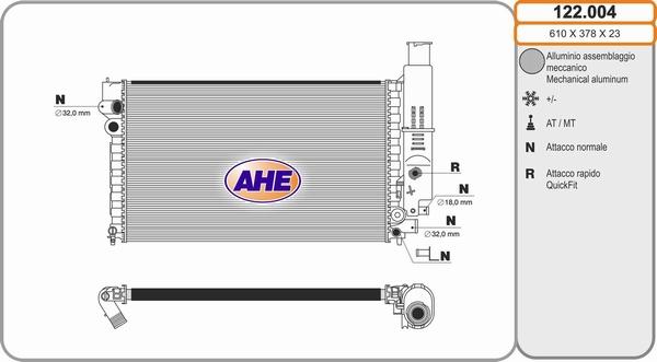 AHE 122.004 - Радиатор, охлаждение двигателя autosila-amz.com