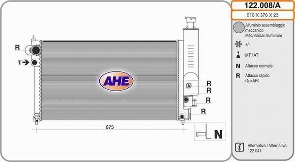 AHE 122.008/A - Радиатор, охлаждение двигателя autosila-amz.com