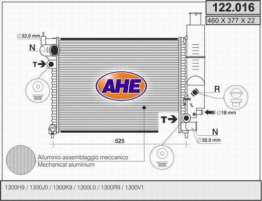 AHE 122.016 - Радиатор, охлаждение двигателя autosila-amz.com