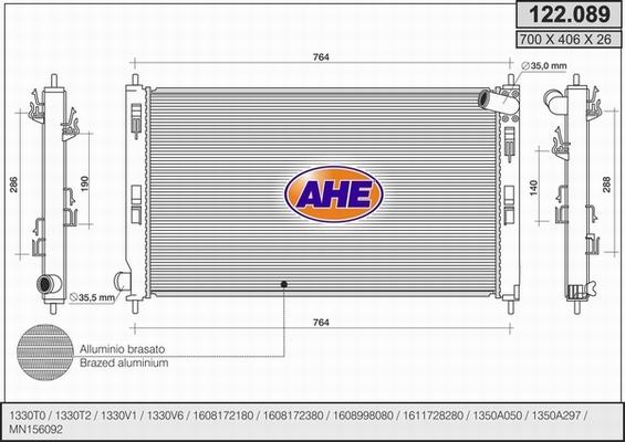 AHE 122.089 - Радиатор, охлаждение двигателя autosila-amz.com