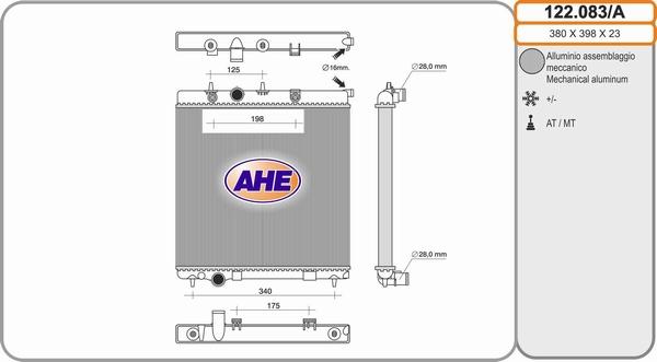 AHE 122.083/A - Радиатор, охлаждение двигателя autosila-amz.com