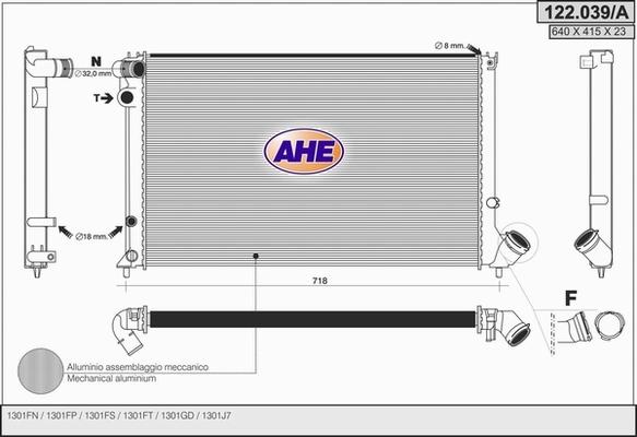 AHE 122.039/A - Радиатор, охлаждение двигателя autosila-amz.com