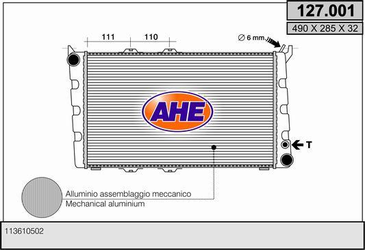 AHE 127.001 - Радиатор, охлаждение двигателя autosila-amz.com