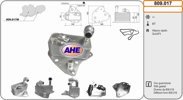 AHE 809.017 - Масляный радиатор, двигательное масло autosila-amz.com