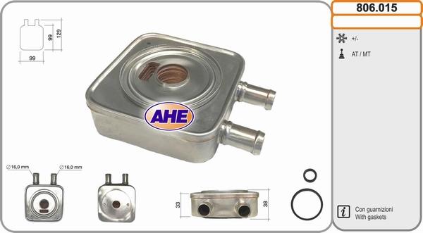AHE 806.015 - Масляный радиатор, двигательное масло autosila-amz.com