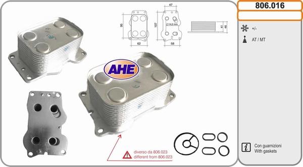 AHE 806.016 - Масляный радиатор, двигательное масло autosila-amz.com