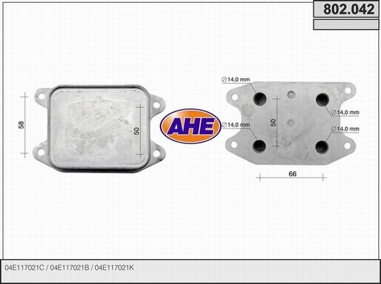 AHE 802.042 - Масляный радиатор, двигательное масло autosila-amz.com