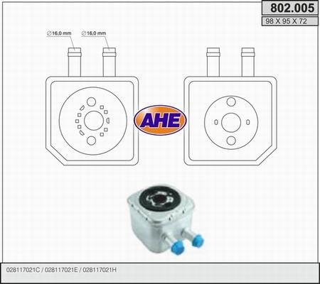 AHE 802.005 - Масляный радиатор, двигательное масло autosila-amz.com