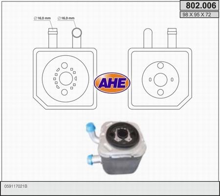 AHE 802.006 - Масляный радиатор, двигательное масло autosila-amz.com