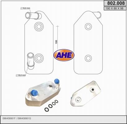 AHE 802.008 - Масляный радиатор, двигательное масло autosila-amz.com