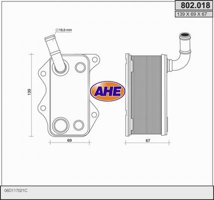 AHE 802.018 - Масляный радиатор, двигательное масло autosila-amz.com