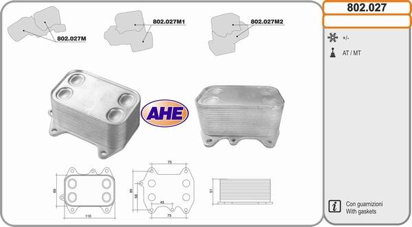 AHE 802.027 - Масляный радиатор, двигательное масло autosila-amz.com