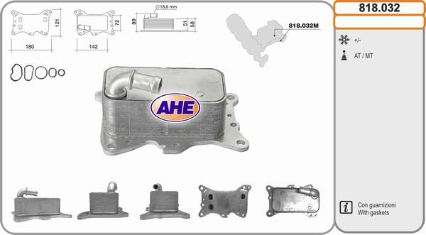 AHE 818.032 - Масляный радиатор, двигательное масло autosila-amz.com