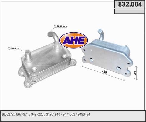 AHE 832.004 - Масляный радиатор, двигательное масло autosila-amz.com