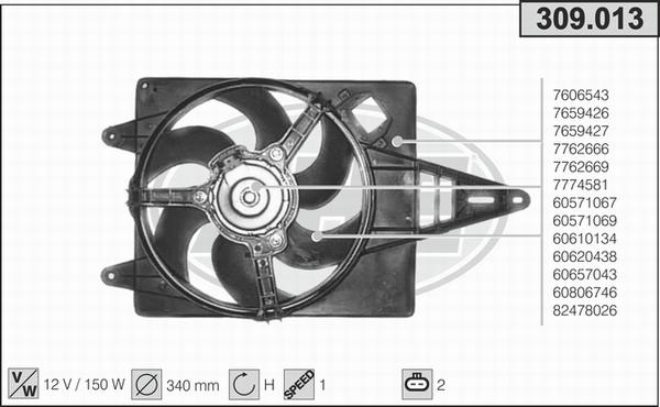 AHE 309.013 - Вентилятор, охлаждение двигателя autosila-amz.com