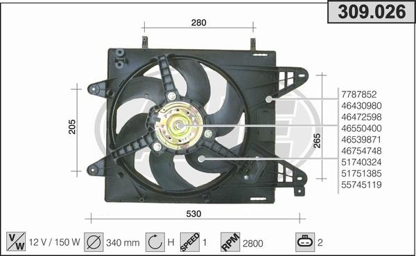 AHE 309.026 - Вентилятор, охлаждение двигателя autosila-amz.com