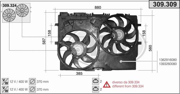 AHE 309.309 - Вентилятор, охлаждение двигателя autosila-amz.com