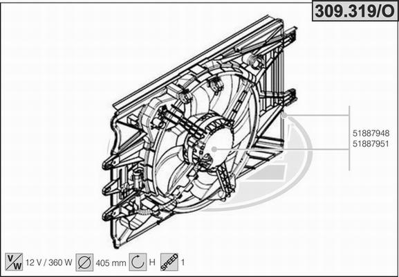 AHE 309.319/O - Вентилятор, охлаждение двигателя autosila-amz.com