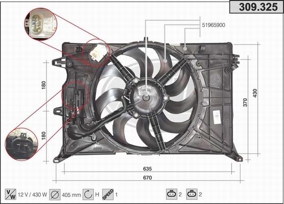 AHE 309.325 - Вентилятор, охлаждение двигателя autosila-amz.com