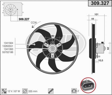 AHE 309.327 - Вентилятор, охлаждение двигателя autosila-amz.com