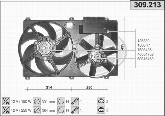 AHE 309.213 - Вентилятор, охлаждение двигателя autosila-amz.com