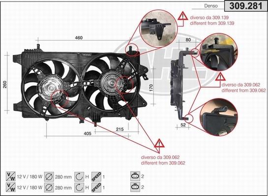 AHE 309.281 - Вентилятор, охлаждение двигателя autosila-amz.com