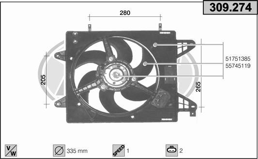 AHE 309.274 - Вентилятор, охлаждение двигателя autosila-amz.com