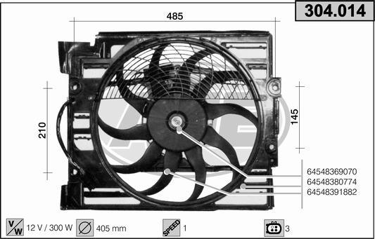 AHE 304.014 - Вентилятор, охлаждение двигателя autosila-amz.com