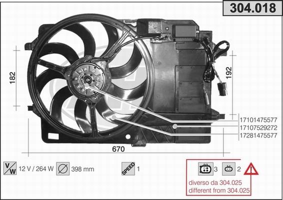 AHE 304.018 - Вентилятор, охлаждение двигателя autosila-amz.com