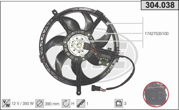 AHE 304.038 - Вентилятор, охлаждение двигателя autosila-amz.com