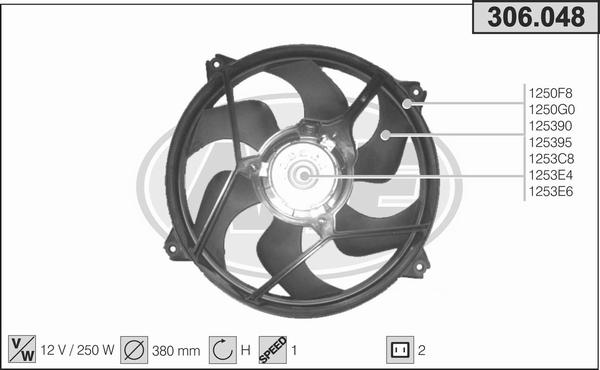 AHE 306.048 - Вентилятор, охлаждение двигателя autosila-amz.com