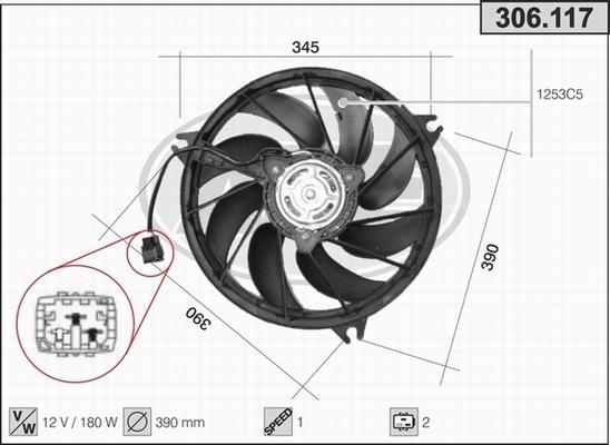 AHE 306.117 - Вентилятор, охлаждение двигателя autosila-amz.com