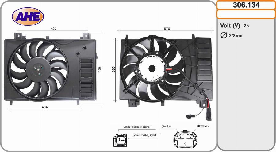 AHE 306.134 - Вентилятор, охлаждение двигателя autosila-amz.com