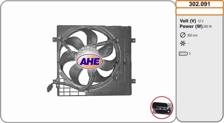 AHE 302.091 - Вентилятор, охлаждение двигателя autosila-amz.com