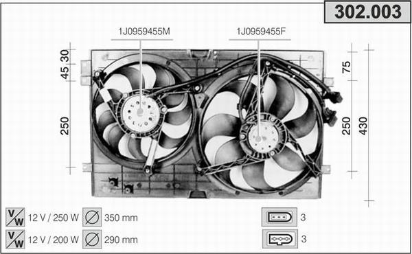 AHE 302.003 - Вентилятор, охлаждение двигателя autosila-amz.com