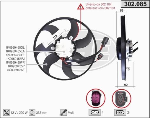 AHE 302.085 - Вентилятор, охлаждение двигателя autosila-amz.com