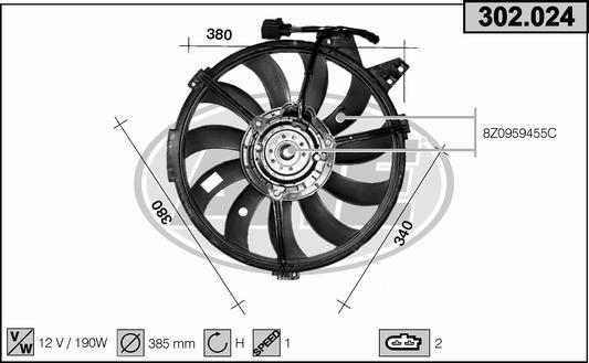 AHE 302.024 - Вентилятор, охлаждение двигателя autosila-amz.com