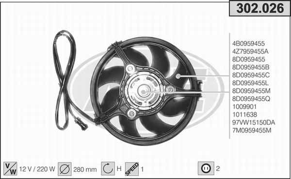 AHE 302.026 - Вентилятор, охлаждение двигателя autosila-amz.com