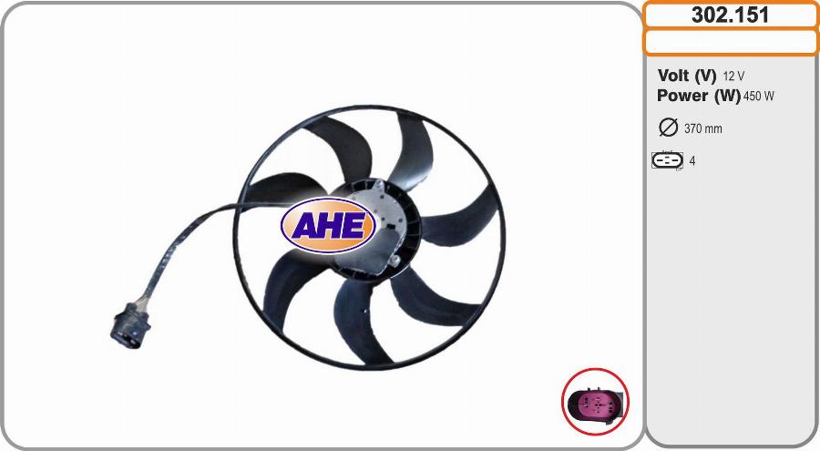 AHE 302.151 - Вентилятор, охлаждение двигателя autosila-amz.com