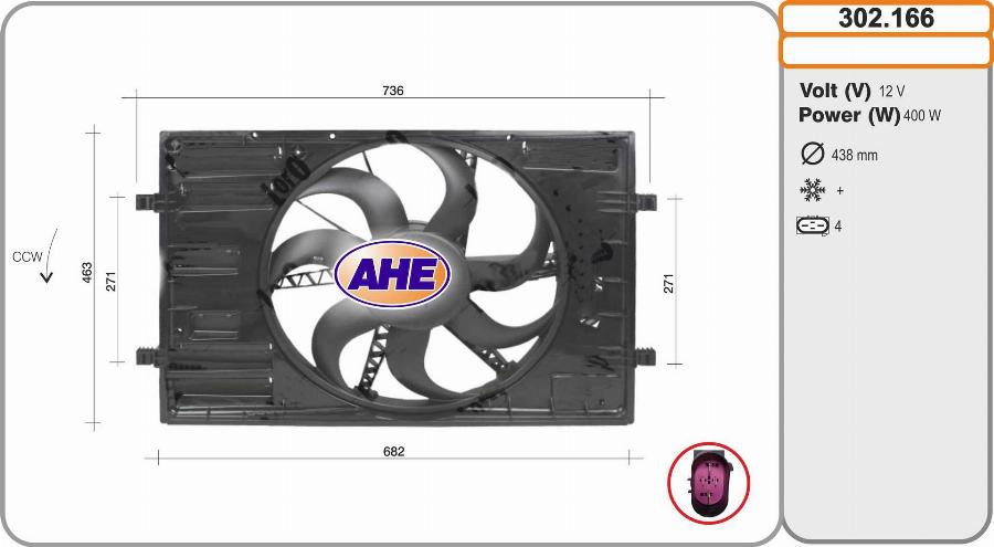 AHE 302.166 - Вентилятор, охлаждение двигателя autosila-amz.com